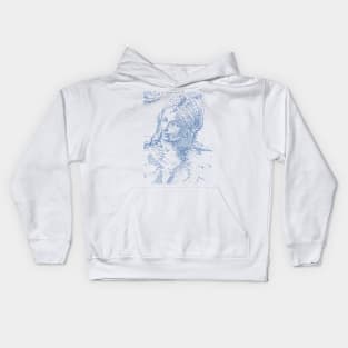 Head of Woman From an Anonymous Pen and Ink Drawing from 17th Century Italy Polka Hexagonal Honeycomb Fill Kids Hoodie